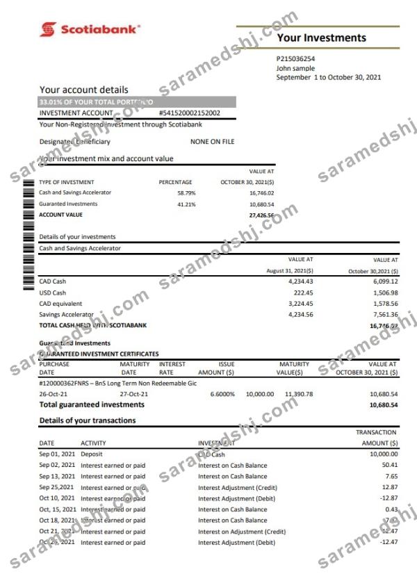 Chile Scotiabank bank statement easy to fill template in Excel and PDF format